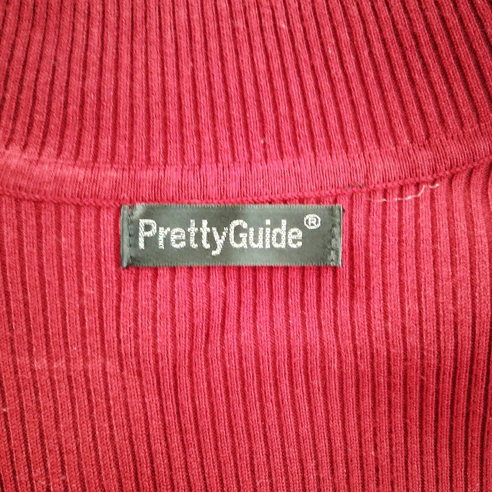 Pretty Guide Ribbed Turtle Neck Midi Burgundy Dress Size S - Picture 5 of 6